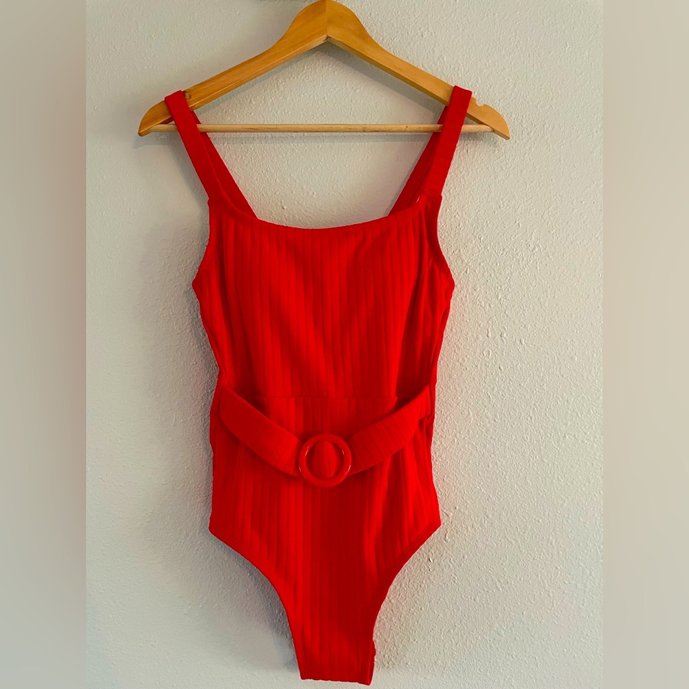 Red Belted Swimsuit